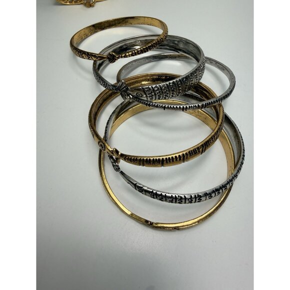 ZARA Fish Design Bangle Bracelets Set Of 6 Gold And Silver Tone - Picture 5 of 7